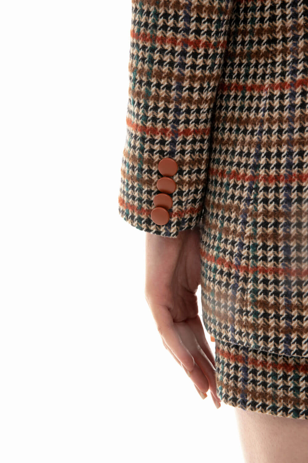 Tweed Houndstooth Jacket With Leather