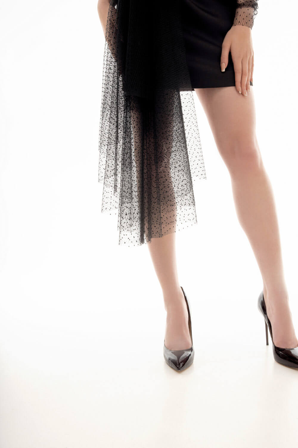 Couture Black Single Sleeve Dress