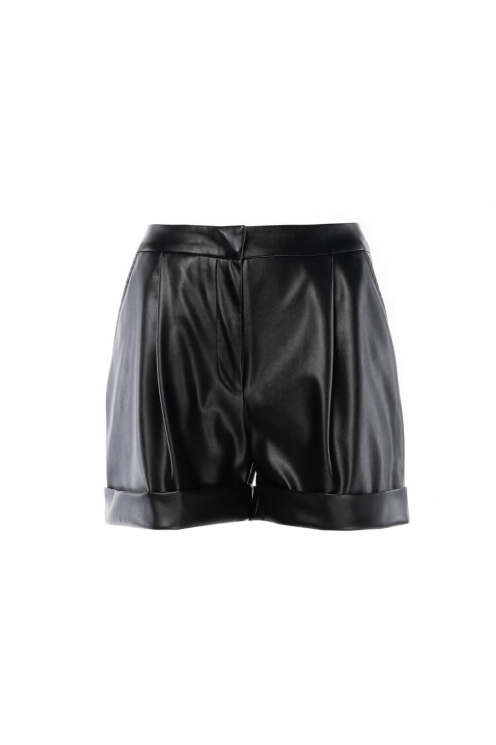 Black Faux Leather Classic Shorts