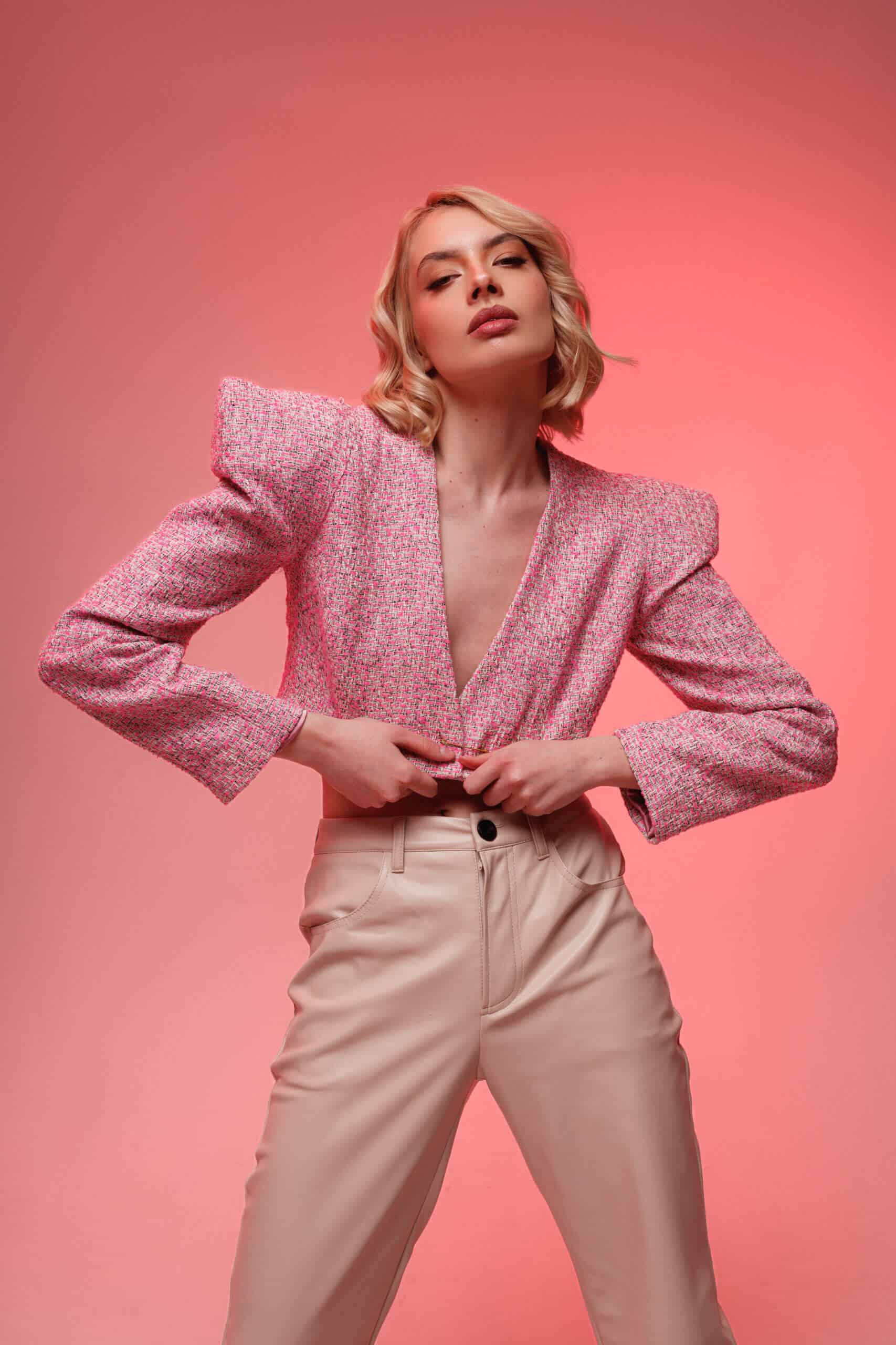 Tweed Crop Pink Jacket